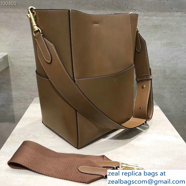 Celine Sangle Bucket Bag In Natural Calfskin Brown