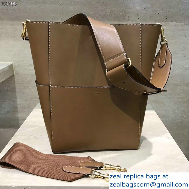 Celine Sangle Bucket Bag In Natural Calfskin Brown