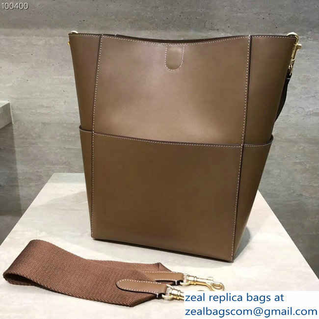 Celine Sangle Bucket Bag In Natural Calfskin Brown