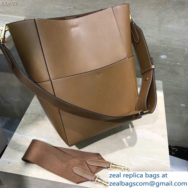 Celine Sangle Bucket Bag In Natural Calfskin Brown