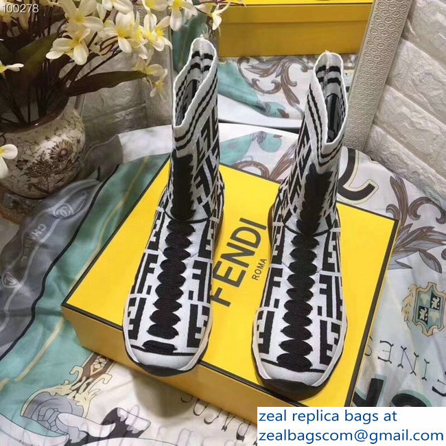 Fendi FF Logo Multicolour Fabric Sneakers Boots White 2018