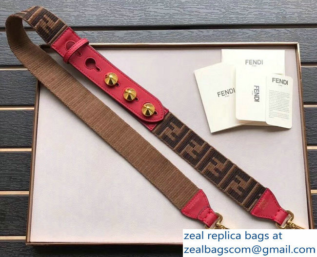 Fendi Leather Long Shoulder Strap You Ribbon With The FF Motif And A Red Leather Buckle 2018