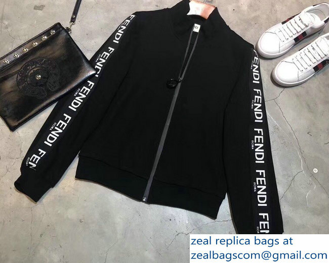 Fendi Logo Trim Jacket Black 2018