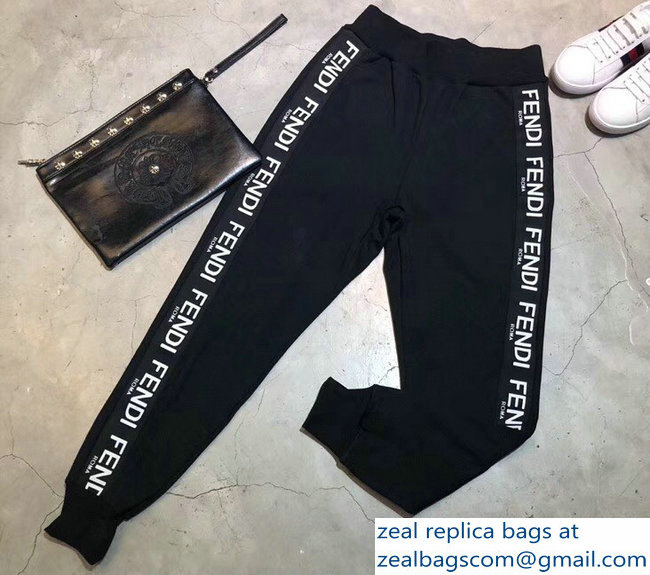 Fendi Logo Trim Pants Black 2018