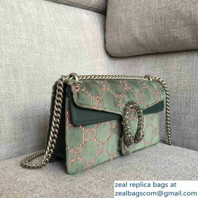 Gucci Dionysus GG Velvet Small Shoulder Bag 499623 Green 2018