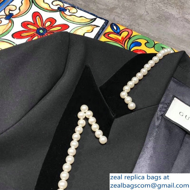 Gucci Pearls Trim Black Jacket 2018 - Click Image to Close