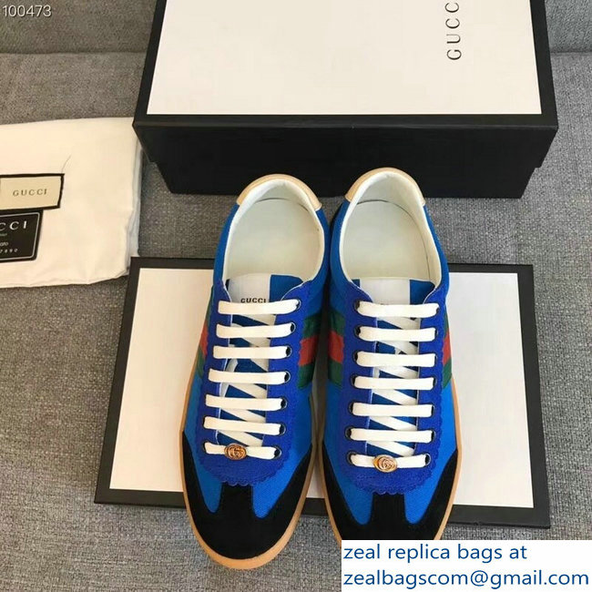 Gucci Suede Web Lovers Sneakers Nylon Blue 2018