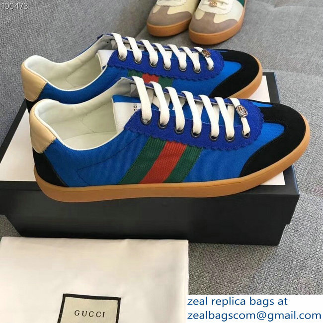 Gucci Suede Web Lovers Sneakers Nylon Blue 2018