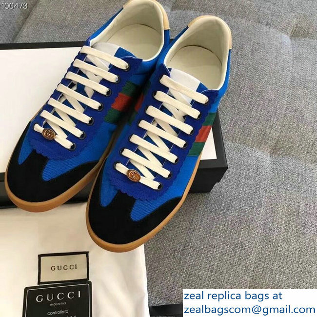 Gucci Suede Web Lovers Sneakers Nylon Blue 2018