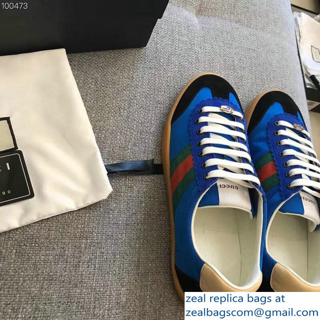 Gucci Suede Web Lovers Sneakers Nylon Blue 2018