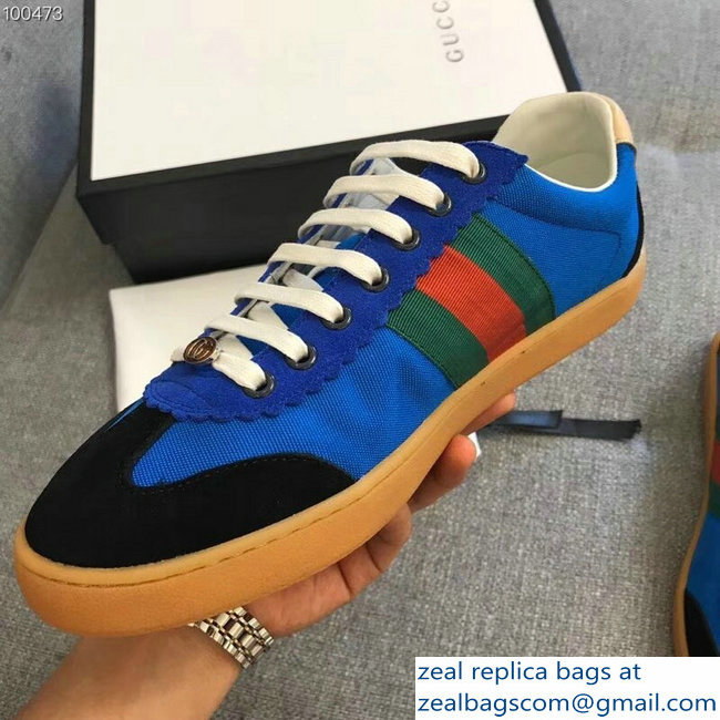 Gucci Suede Web Lovers Sneakers Nylon Blue 2018