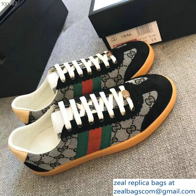 Gucci Suede Web Lovers Sneakers Original GG Supreme Black 2018