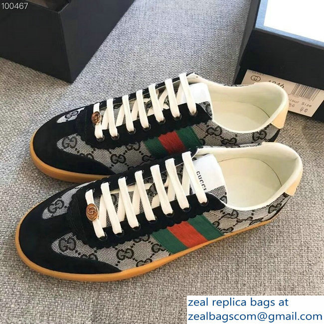 Gucci Suede Web Lovers Sneakers Original GG Supreme Black 2018