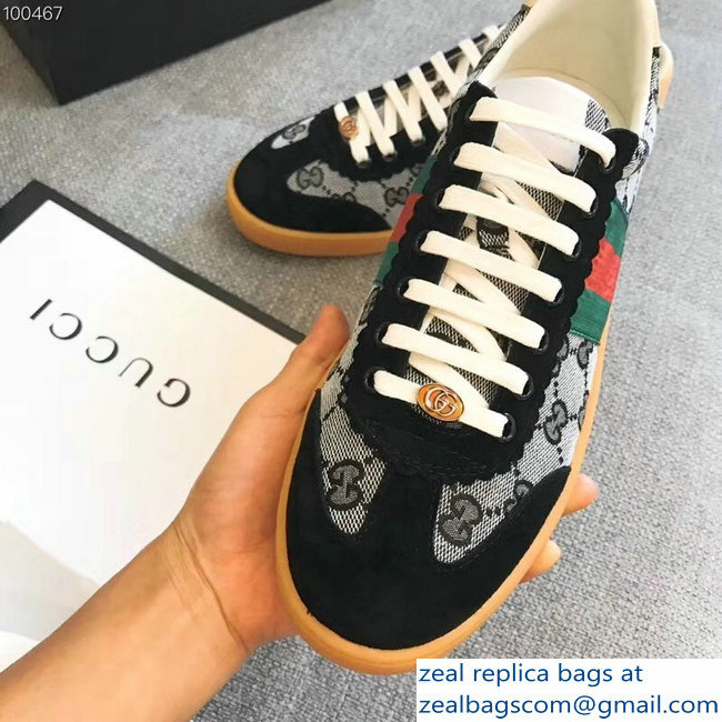 Gucci Suede Web Lovers Sneakers Original GG Supreme Black 2018