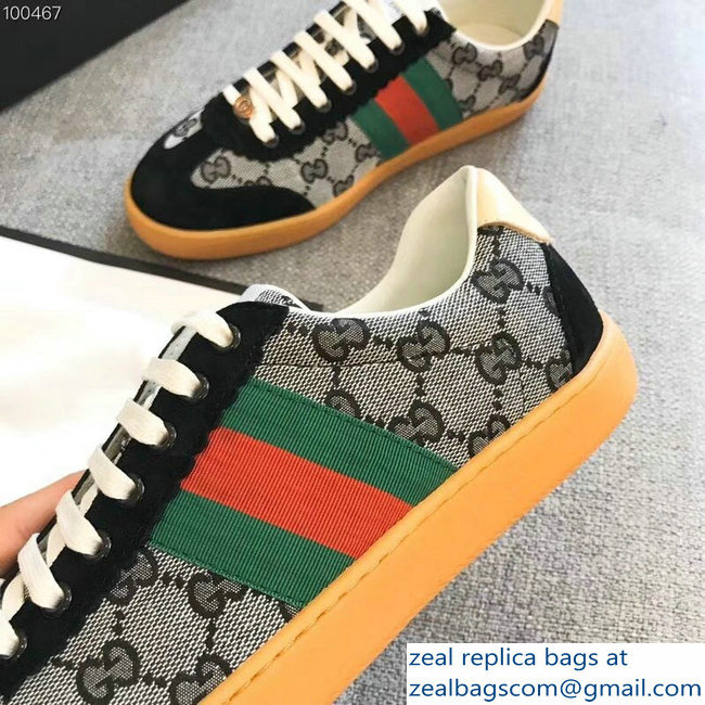 Gucci Suede Web Lovers Sneakers Original GG Supreme Black 2018