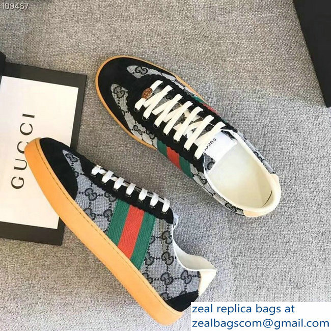 Gucci Suede Web Lovers Sneakers Original GG Supreme Black 2018