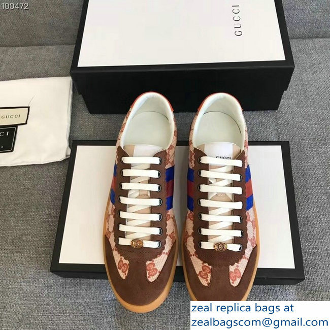 Gucci Suede Web Lovers Sneakers Original GG Supreme Brown 2018