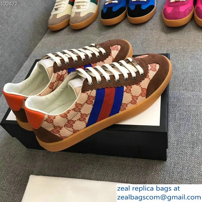 Gucci Suede Web Lovers Sneakers Original GG Supreme Brown 2018