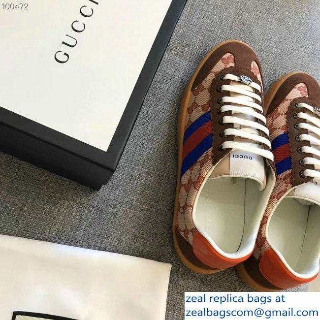 Gucci Suede Web Lovers Sneakers Original GG Supreme Brown 2018