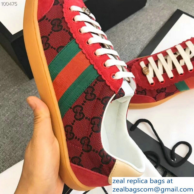 Gucci Suede Web Lovers Sneakers Original GG Supreme Red 2018