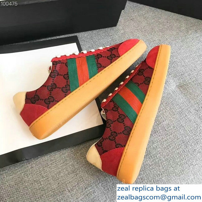 Gucci Suede Web Lovers Sneakers Original GG Supreme Red 2018