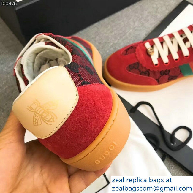 Gucci Suede Web Lovers Sneakers Original GG Supreme Red 2018