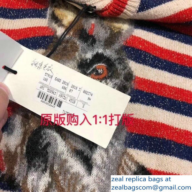 Gucci Wool Lurex Striped Sweater With Rabbit 2018