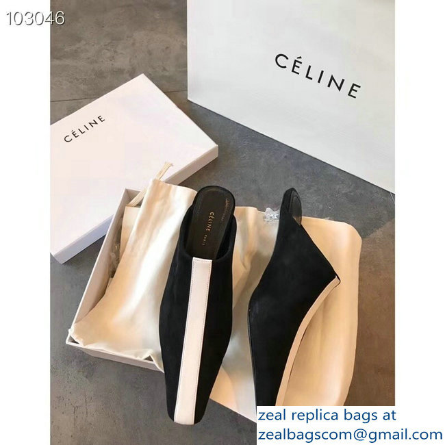 Celin Suede Crystal Heel Mules Black/White 2018