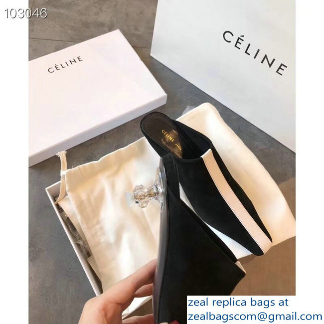 Celin Suede Crystal Heel Mules Black/White 2018