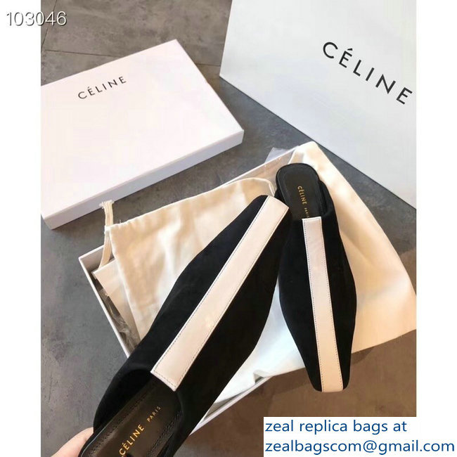 Celin Suede Crystal Heel Mules Black/White 2018