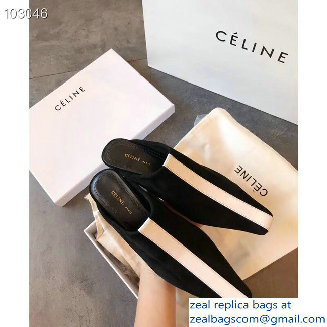 Celin Suede Crystal Heel Mules Black/White 2018