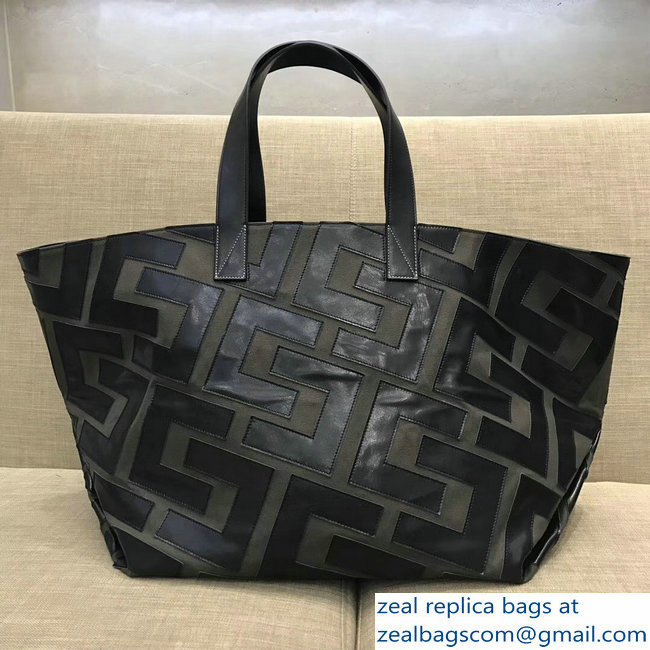 Celin Textile and Leather Patchwork Medium Tote Bag Black 2018