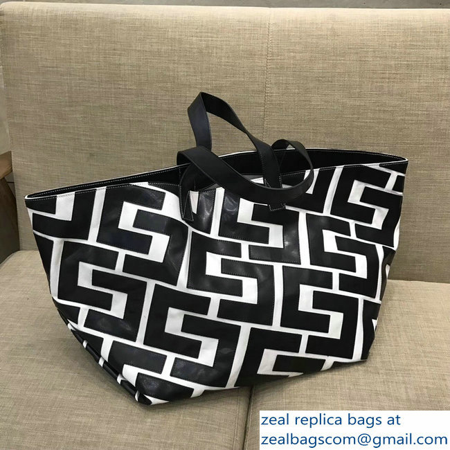 Celin Textile and Leather Patchwork Medium Tote Bag Black/White 2018