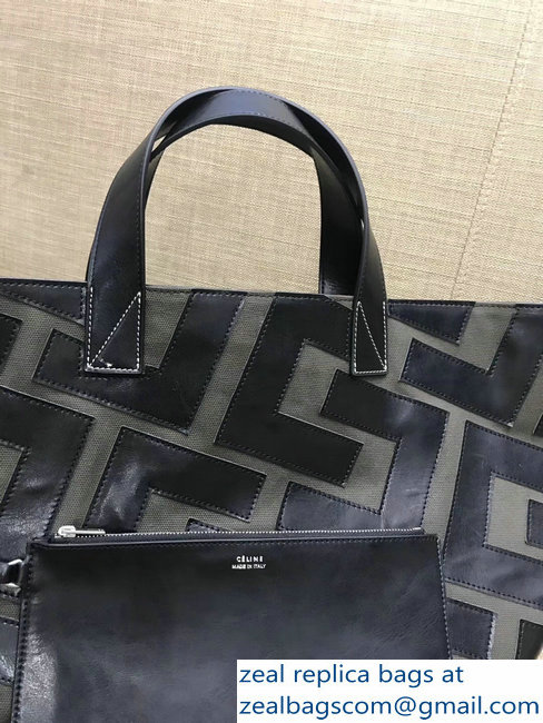 Celin Textile and Leather Patchwork Small Tote Bag Black 2018