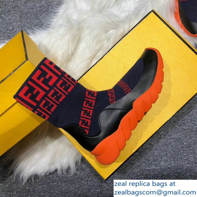 Fendi FF Tech Fabric High-Tops Running Lovers Sneakers Blue 2018