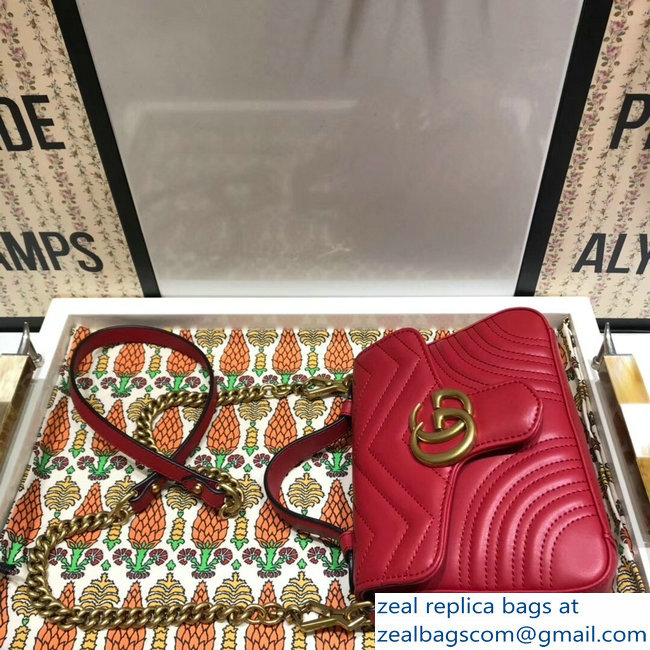 Gucci GG Marmont Matelasse Chevron Mini Top Handle Bag 547260 Red 2018