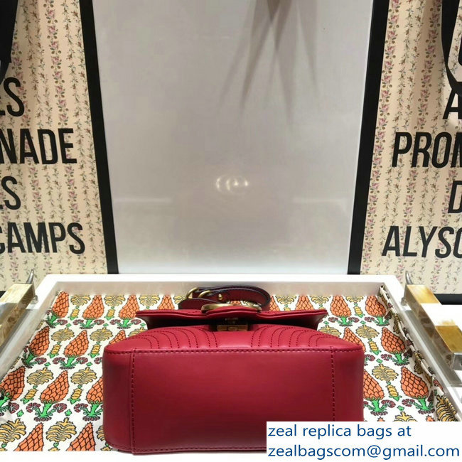 Gucci GG Marmont Matelasse Chevron Mini Top Handle Bag 547260 Red 2018