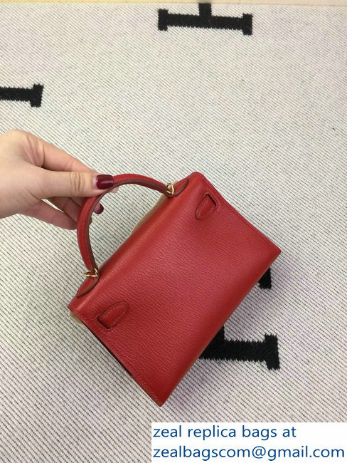 Hermes Chevre Mysore Leather Kelly 20 Mini Bag Red