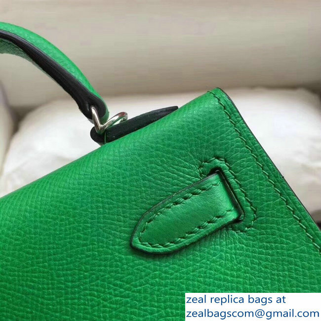 Hermes Kelly 20 Mini II Bag Original Epsom Leather Green - Click Image to Close