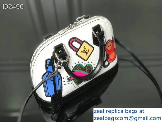 Louis Vuitton Patches Stickers Epi Alma BB Bag M52481 White 2018