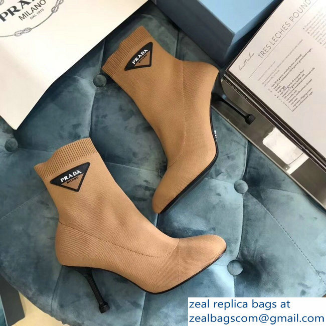 Prada Stretch Fabric Booties Brown 2018