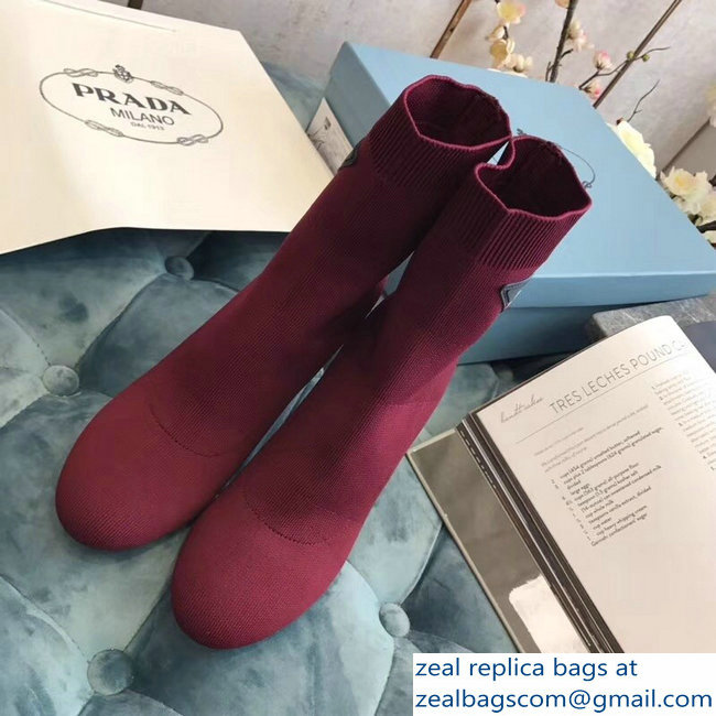 Prada Stretch Fabric Booties Dark Red 2018