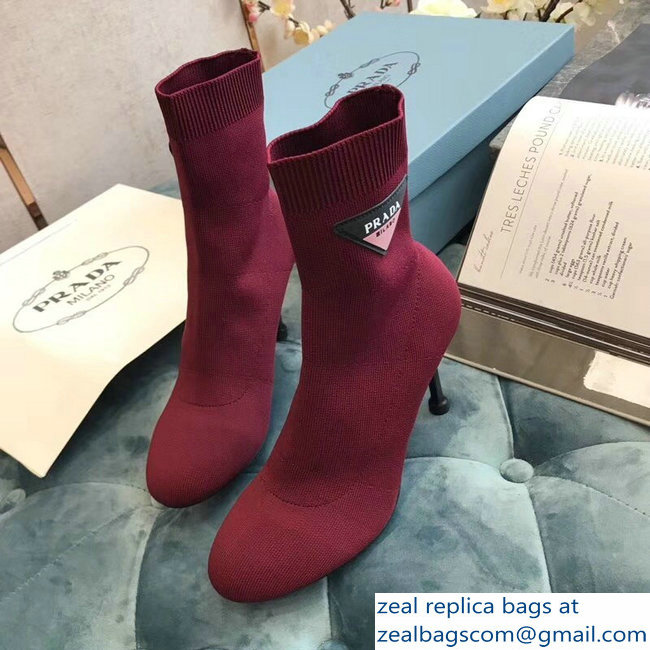 Prada Stretch Fabric Booties Dark Red 2018