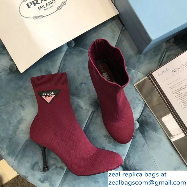 Prada Stretch Fabric Booties Dark Red 2018