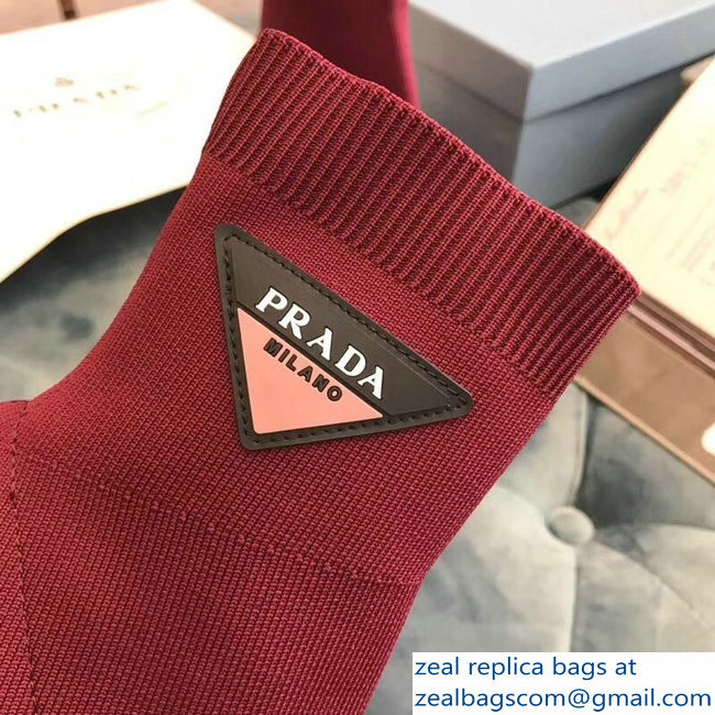 Prada Stretch Fabric Booties Dark Red 2018