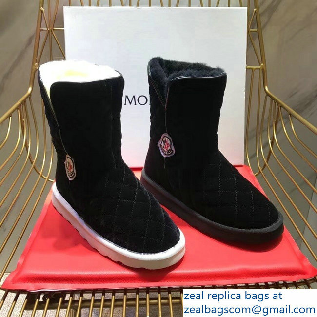 Moncler Shearling Fur Down Boots Velvet Black/White 2018