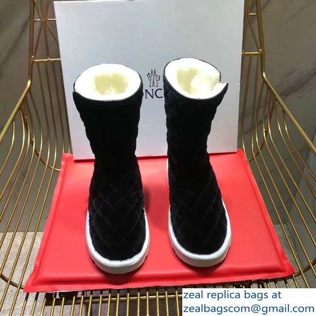 Moncler Shearling Fur Down Boots Velvet Black/White 2018