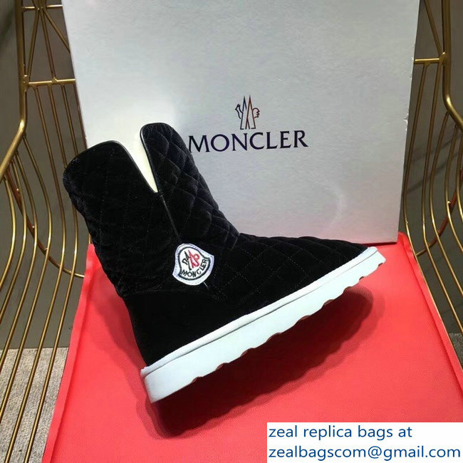 Moncler Shearling Fur Down Boots Velvet Black/White 2018