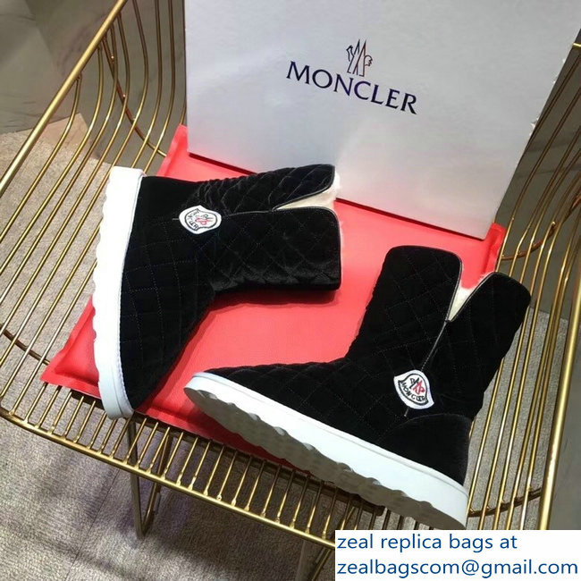 Moncler Shearling Fur Down Boots Velvet Black/White 2018