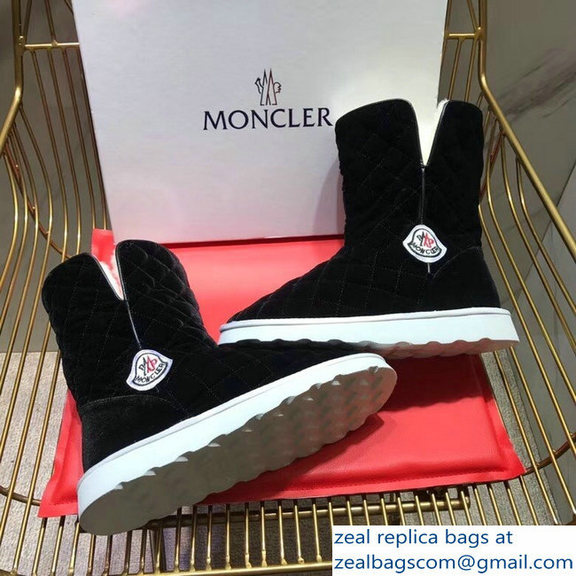 Moncler Shearling Fur Down Boots Velvet Black/White 2018